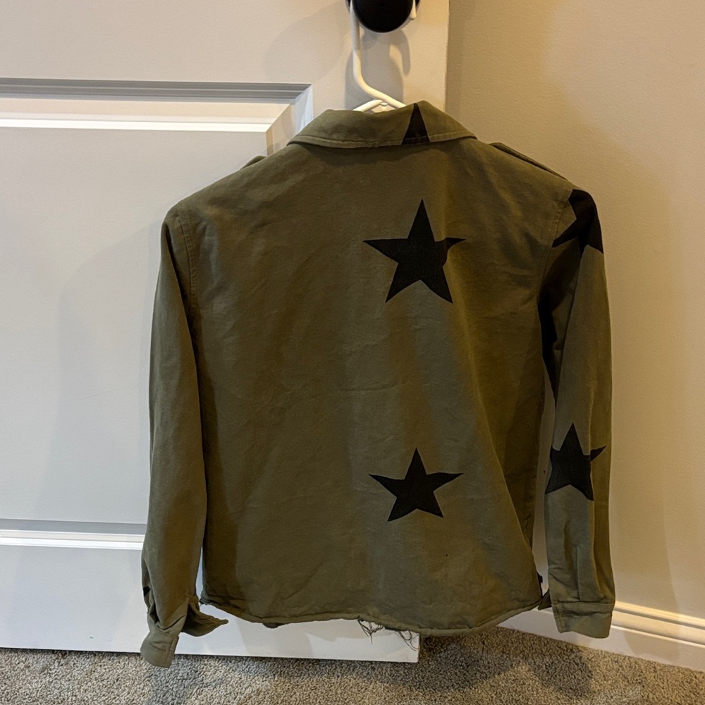 Green Shacket With Black Star Pattern - image 3